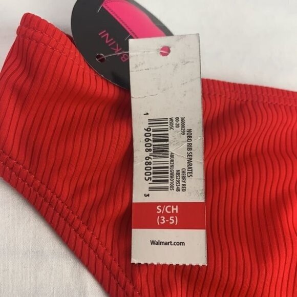 No Boundaries Ribbed Bikini Bottoms-Cherry Red, Nylon/Spandex, Size 3-5 Jrs NWT - Picture 4 of 6